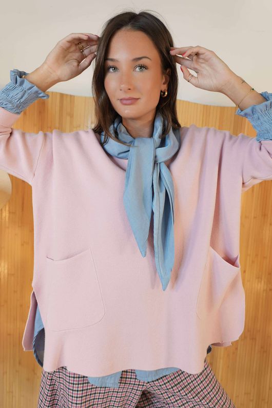 Purdy V Neck Luxury Blanket Knit Sugar